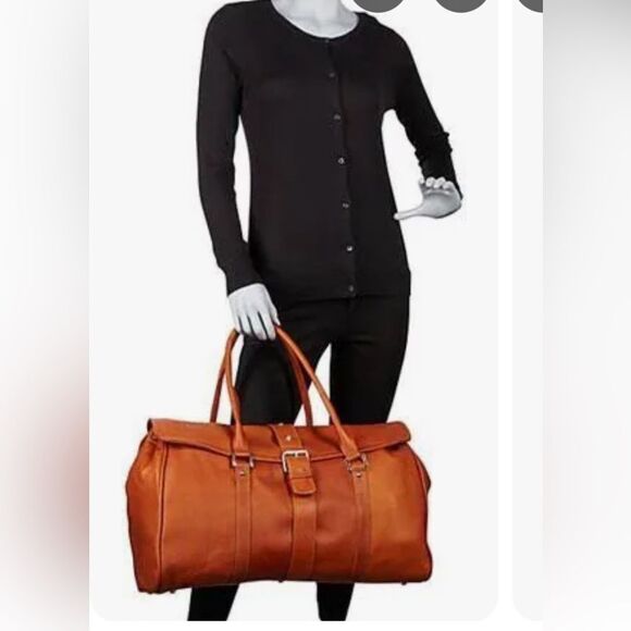 Piel Leather Chocolate Buckle Flap-Over Satchel NWT Currently Selling for $291 - Picture 5 of 9